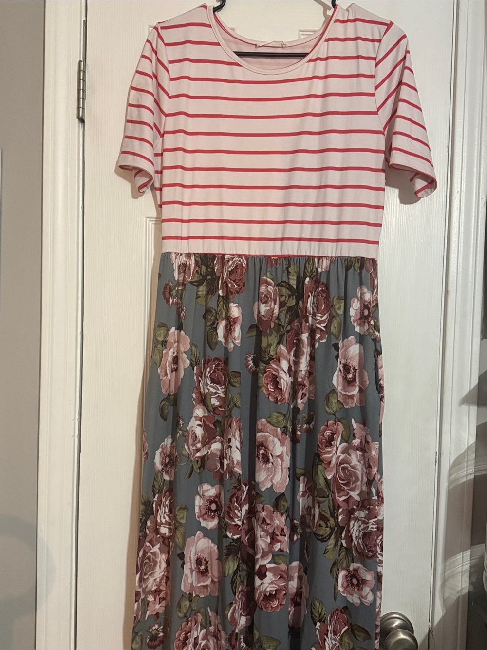 Ladies Stripe & Floral Midi Dress